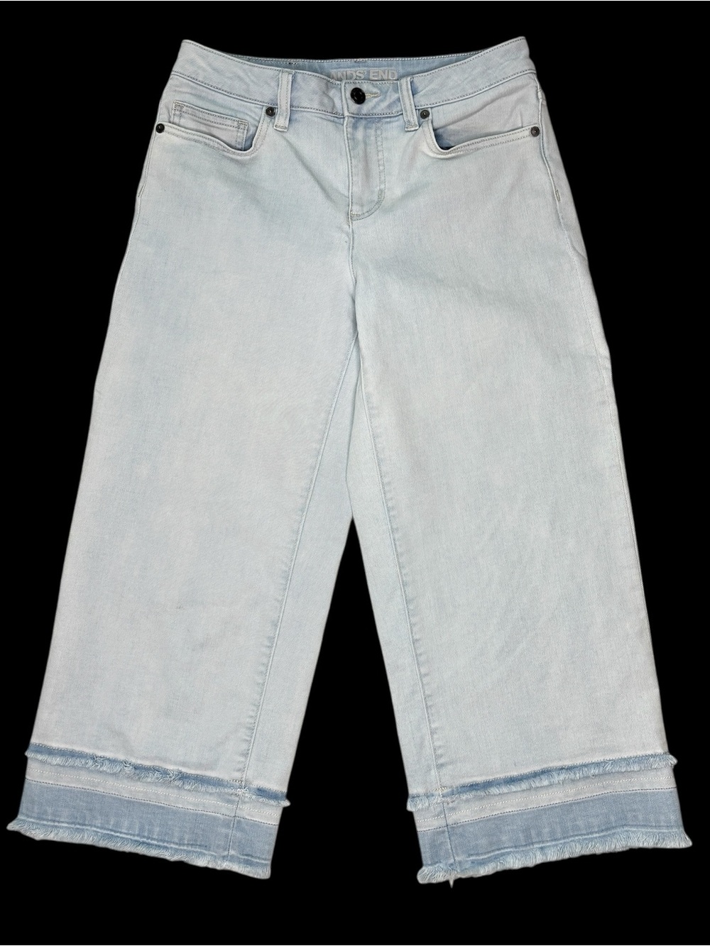 Lands End wide leg cropped jeans in size 4P raw hem